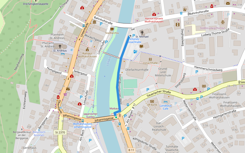 Josef-Bromberger-Weg walking route map in Wolfratshausen