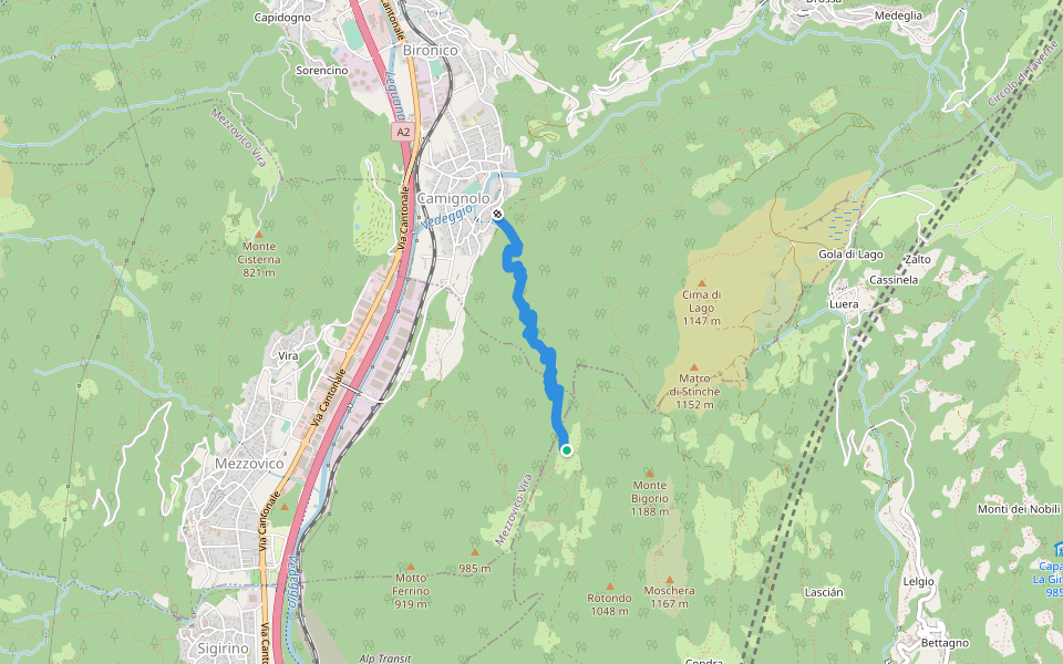 Condra-Camignolo walking route map in Mezzovico-Vira