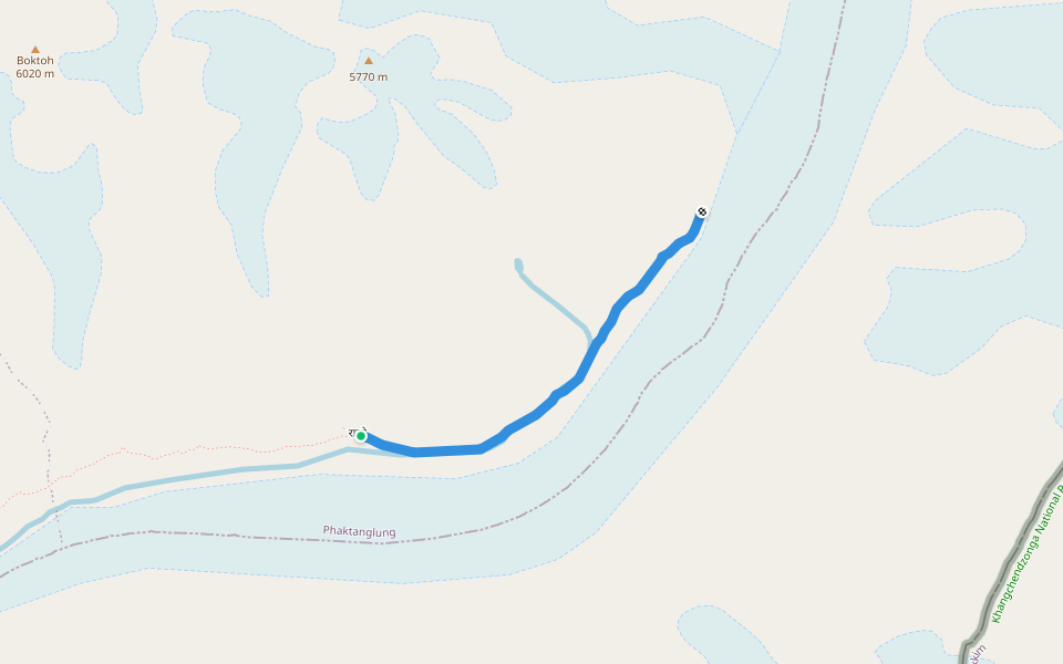 Ramche to Oktang walking route map in Lelep
