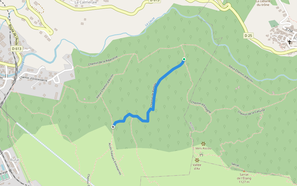 Chemin de Ramille walking route map in Ax-les-Thermes