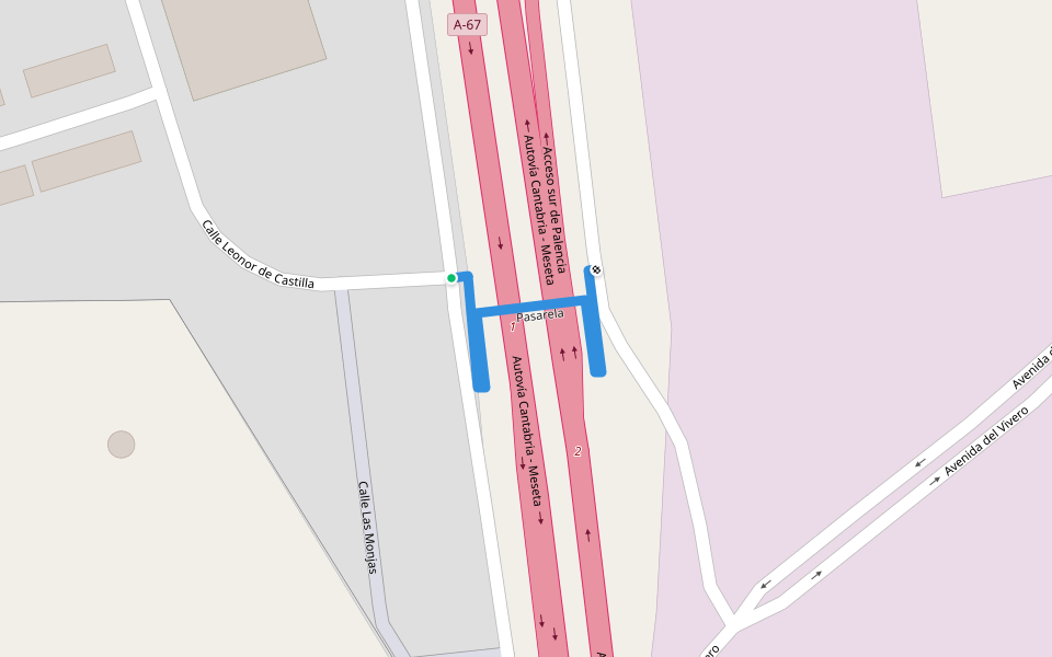 Pasarela walking route map in Villamuriel de Cerrato