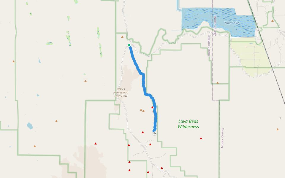 Powerline Trail walking route map in Tulelake