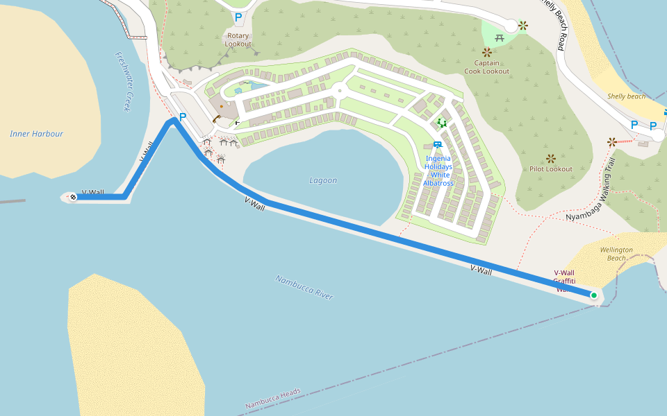 V-Wall walking route map in Nambucca Heads