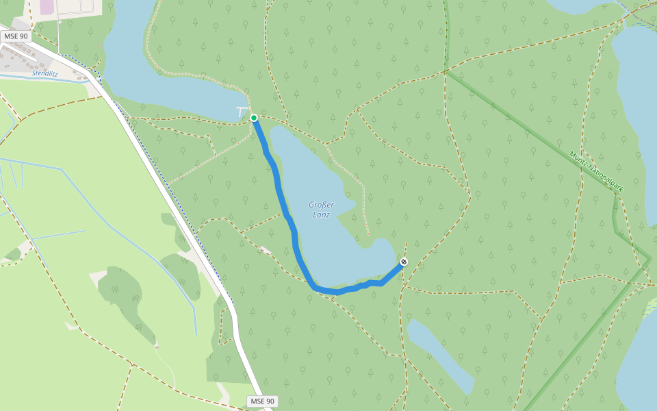 Großer Lanz Trail walking route map in Neustrelitz