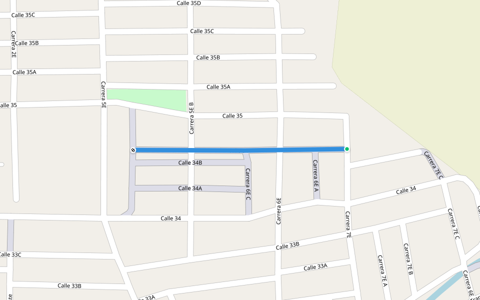 Calle 34C walking route map in Palmira