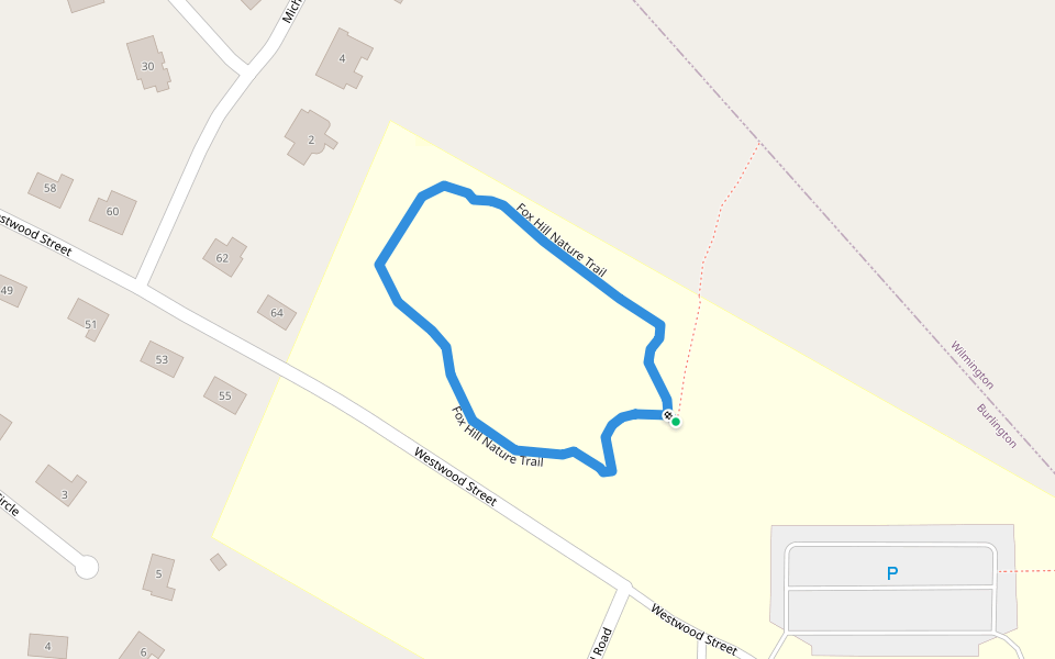 Fox Hill Nature Trail walking route map in Burlington