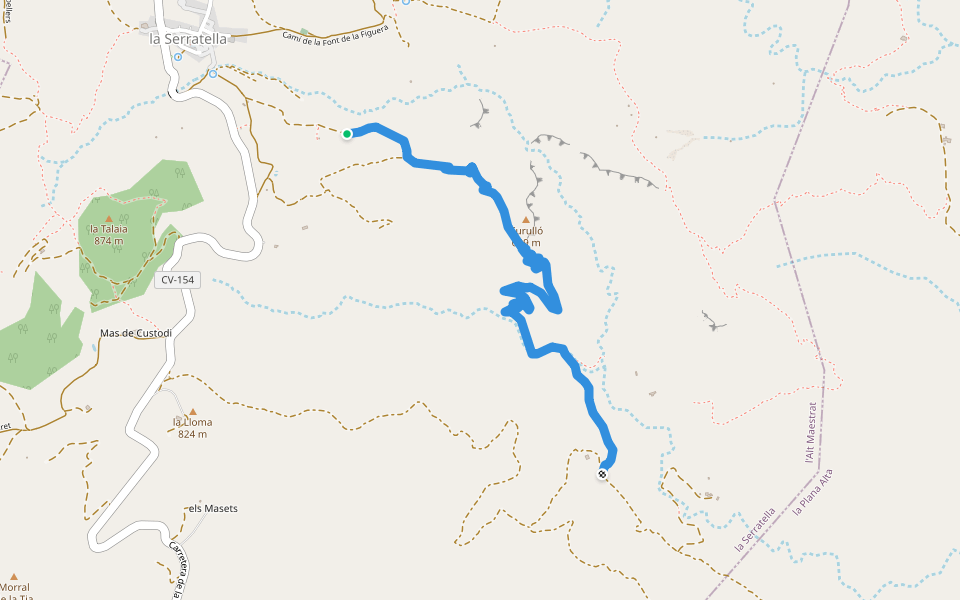 camí vell de la Torre walking route map in la Serratella