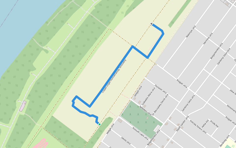 Csepel-sziget Homokhátság Tanösvény walking route map in Halásztelek