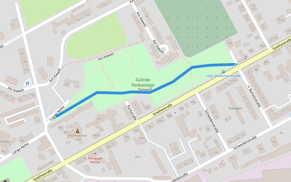 Parkweg walking route map in Loitz