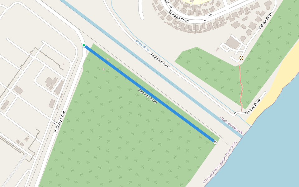 Reunion Road walking route map in Sapref