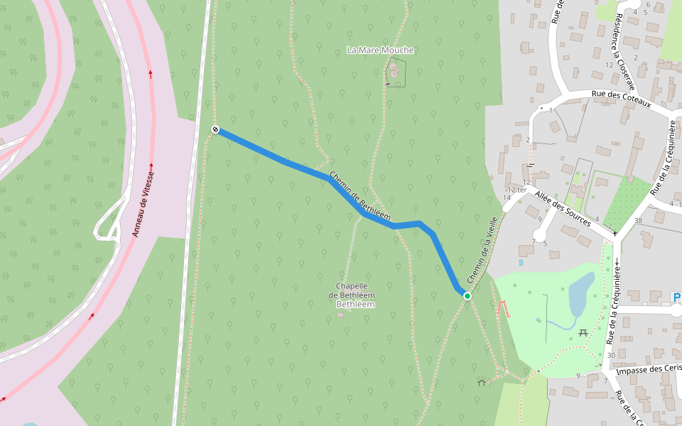 Chemin de Bethléem walking route map in Le Val-d'Hazey