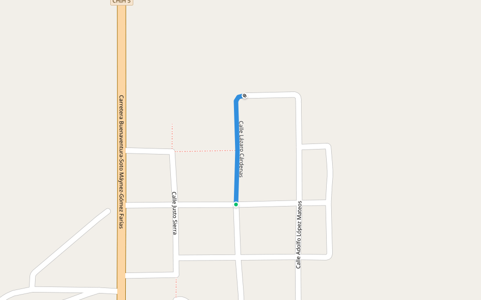 Calle Lázaro Cárdenas walking route map in Peña Blanca