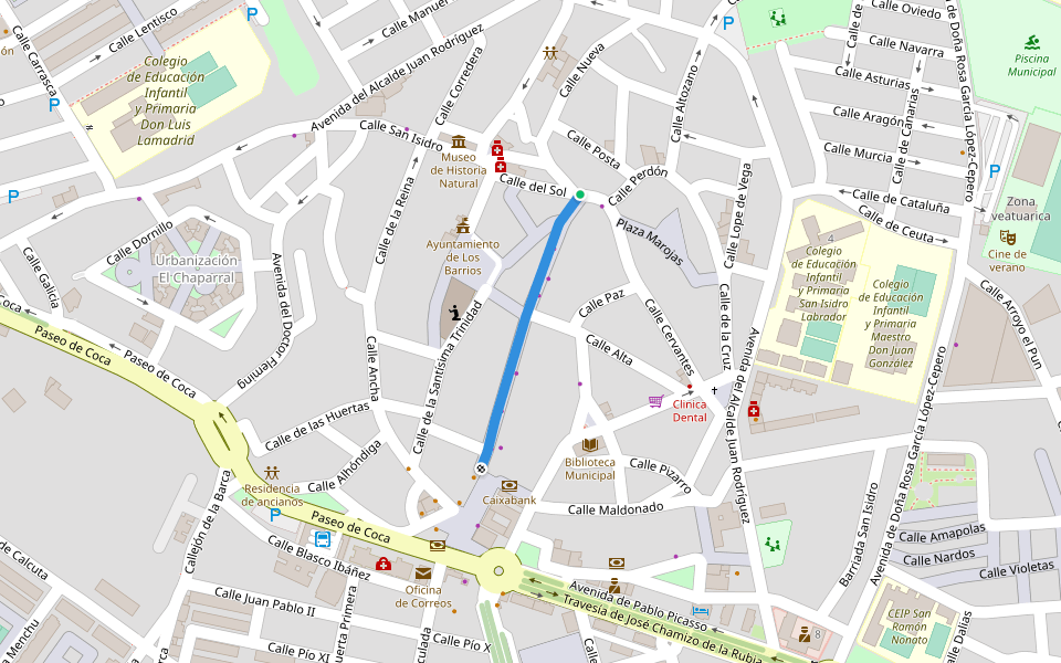 Calle de La Plata walking route map in Los Barrios