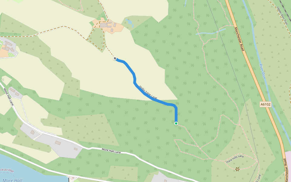 Hollin Edge Lane walking route map in Deepcar