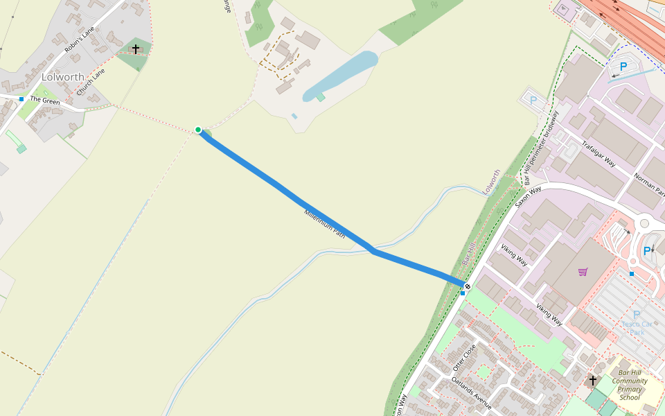 Millennium Path walking route map in Lolworth