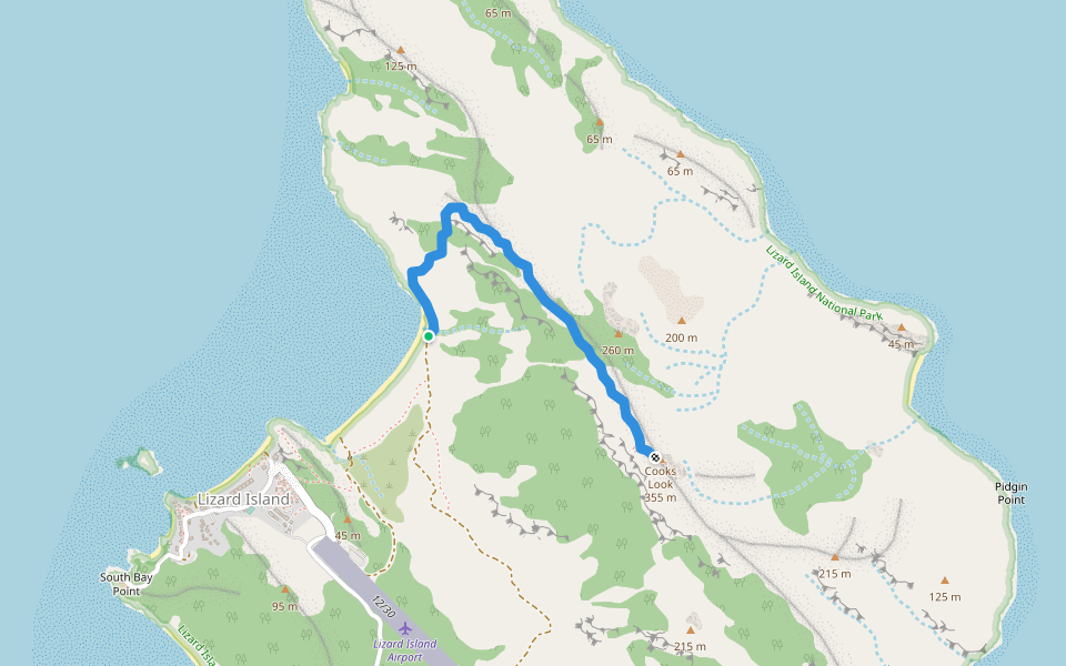 Cooks Look track walking route map in Lizard