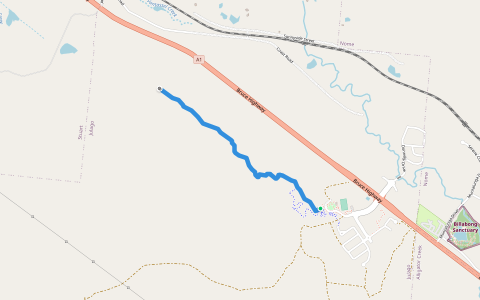 Moongun (Quoll) walking route map in Julago