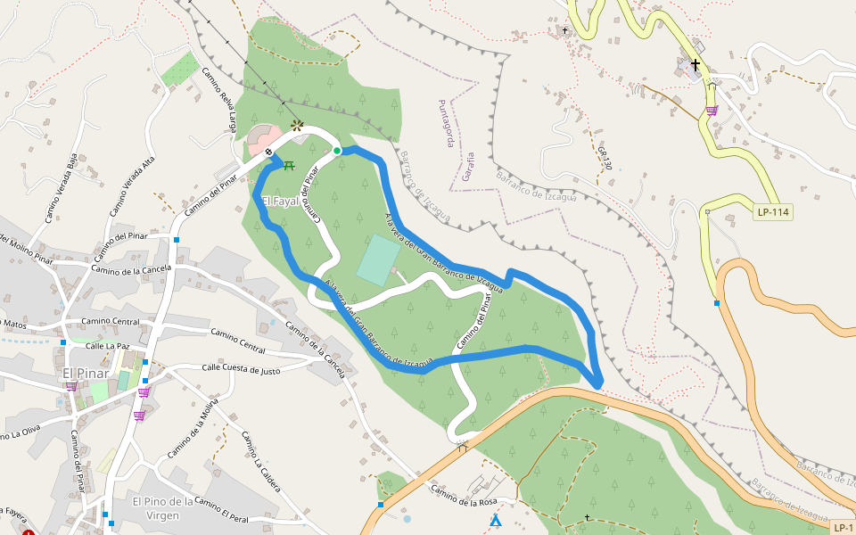 A la vera del Gran Barranco de Izcagua walking route map in Puntagorda