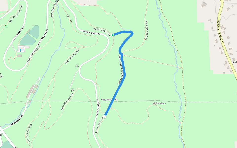 North Ridge Trail (Red Blazes) walking route map in McCandless
