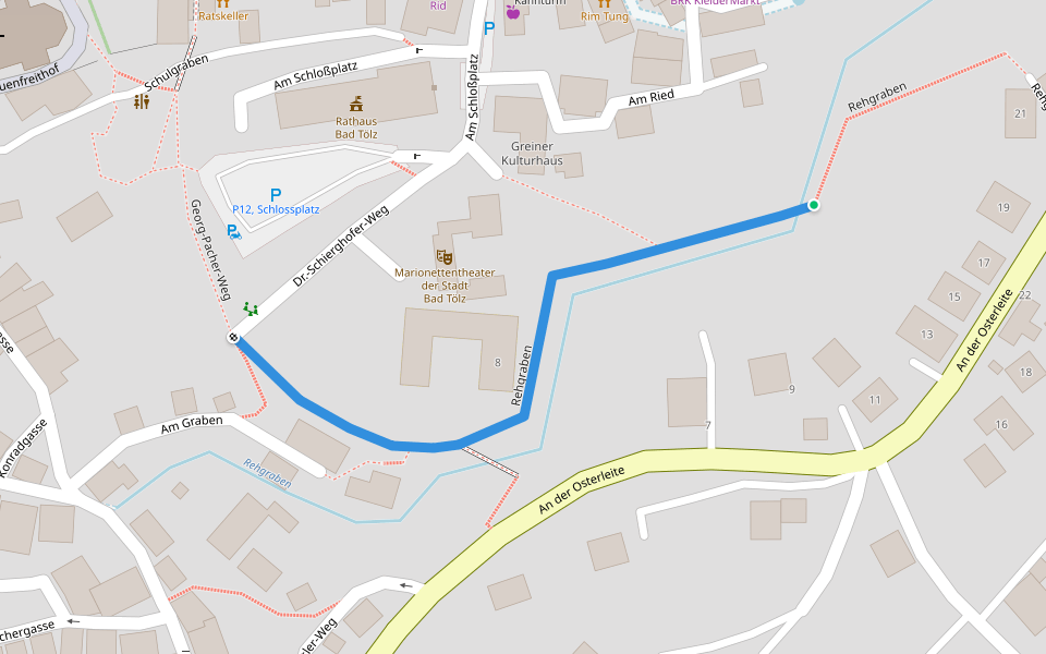 Rehgraben walking route map in Bad Tölz