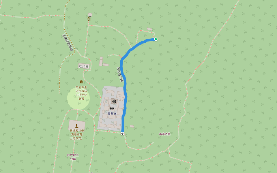 灵谷寺东路 walking route map in Nanjing