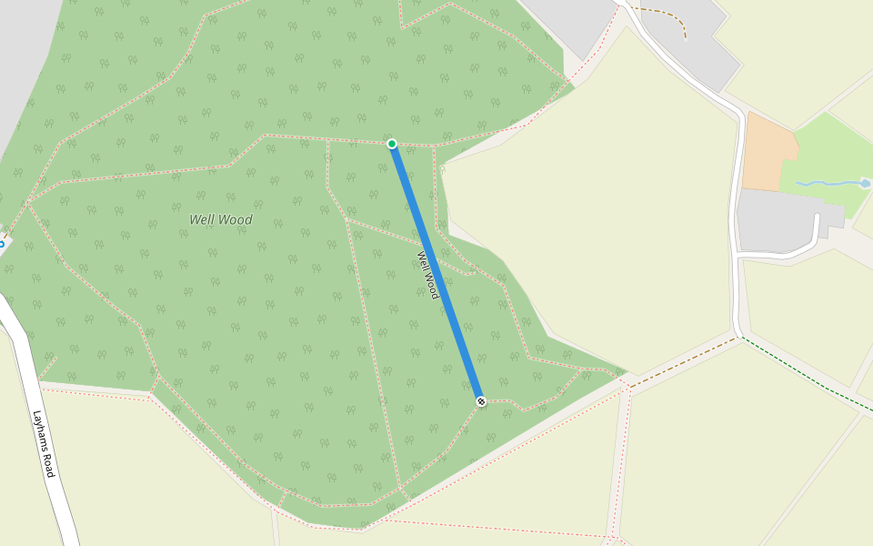 Well Wood walking route map in West Wickham