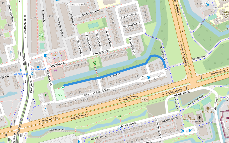 Europad walking route map in Delft