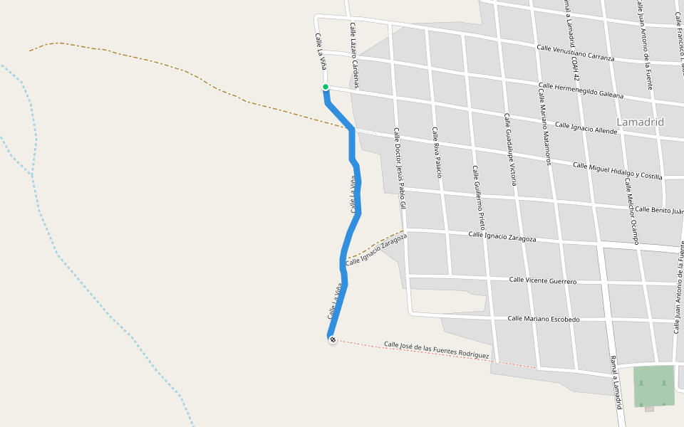 Calle La Viña walking route map in Lamadrid