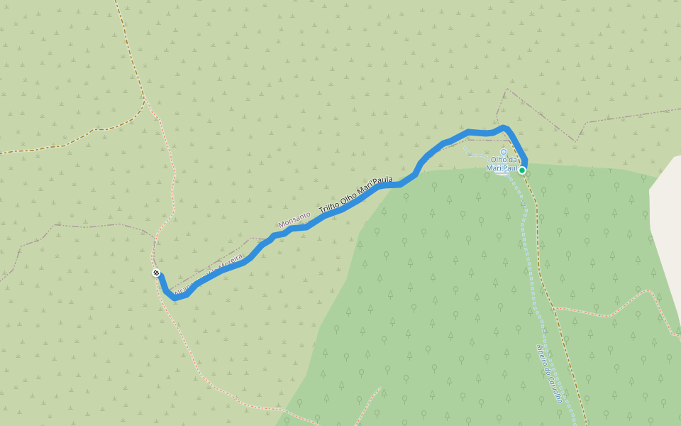 Trilho Olho Mari'Paula walking route map in Vila Moreira