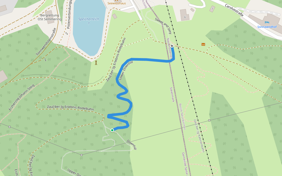 Lower Downhill walking route map in Steinhaus am Semmering