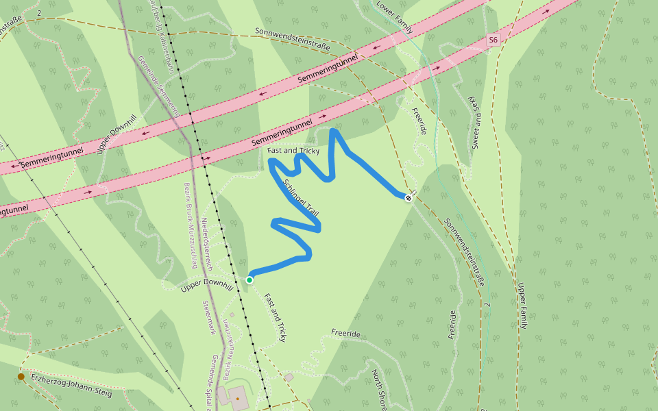 Schlingel Trail walking route map in Semmering-Kurort