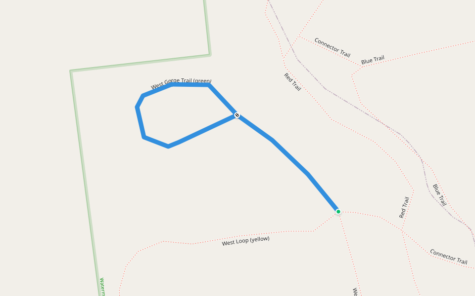 West Gorge Trail (green) walking route map in Apalachin