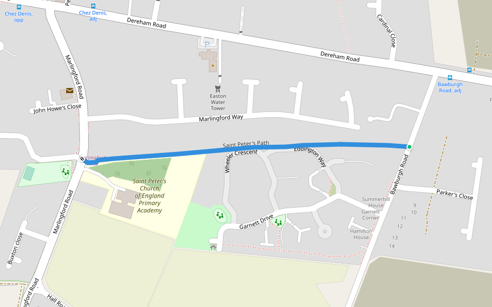 Saint Peter's Path walking route map in Easton