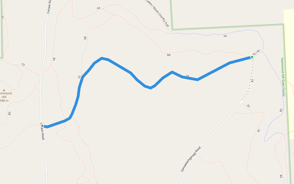 Y5 walking route map in Freeville