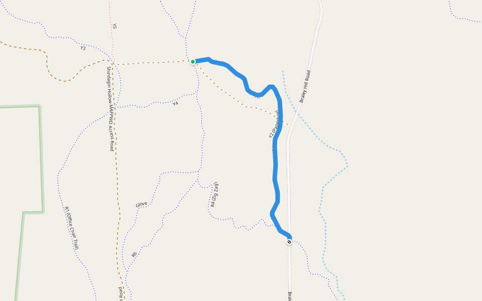 Y2 (Paperboy) walking route map in Brooktondale