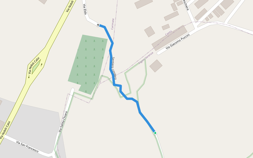 Sentiero cimitero walking route map in Bisseé