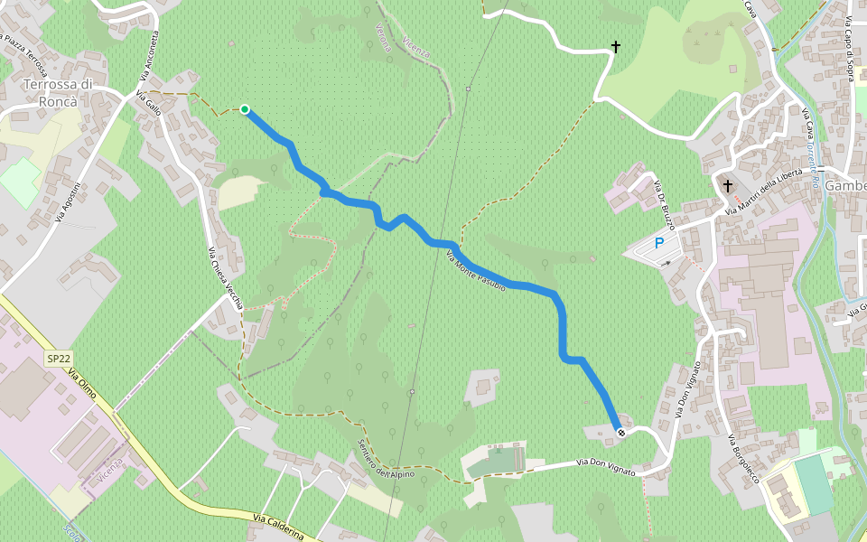 Via Monte Pasubio walking route map in Terrossa