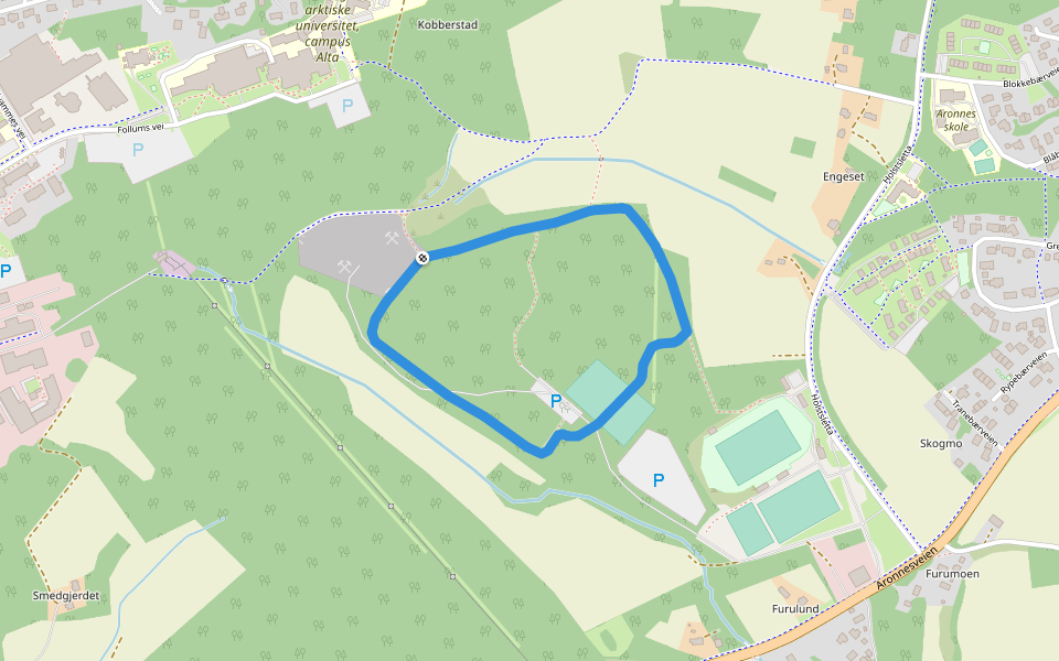 Kraftlagsløypa walking route map in Alta