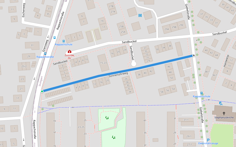 Sonnenuhrweg walking route map in Gerlingen