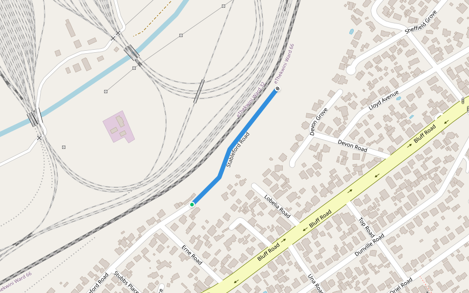 Stableford Road walking route map in Bluff