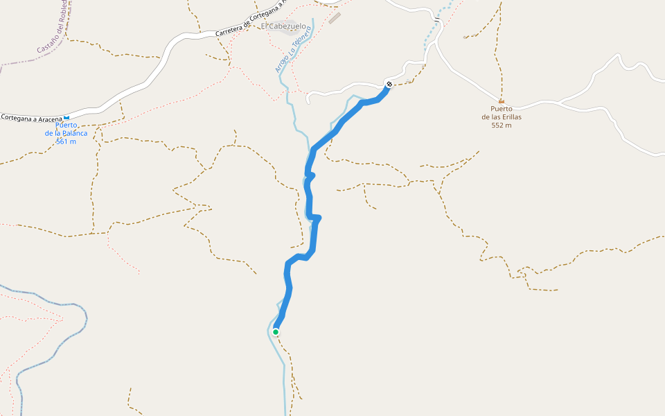 Sendero de "Los Molinos" walking route map in Alájar