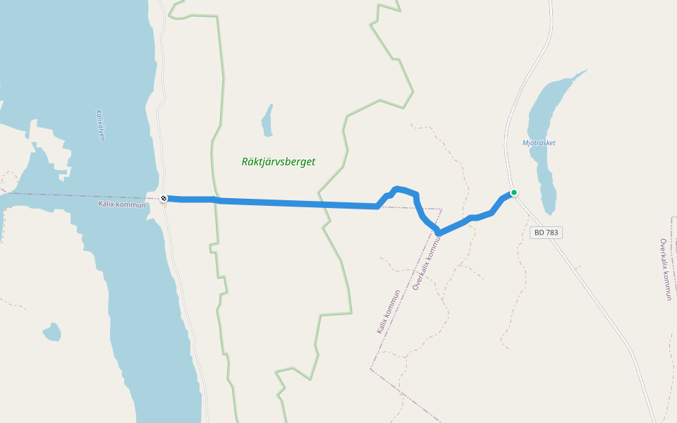 Skridfinnarleden walking route map in Mjöträsk