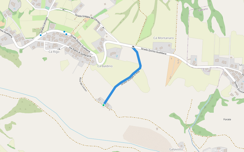 Strada vicinale la Riva walking route map in Valdragone