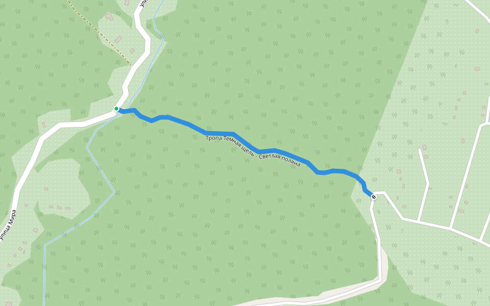 Тропа Темная щель - Светлая поляна walking route map in Mikhailovskii Pereval