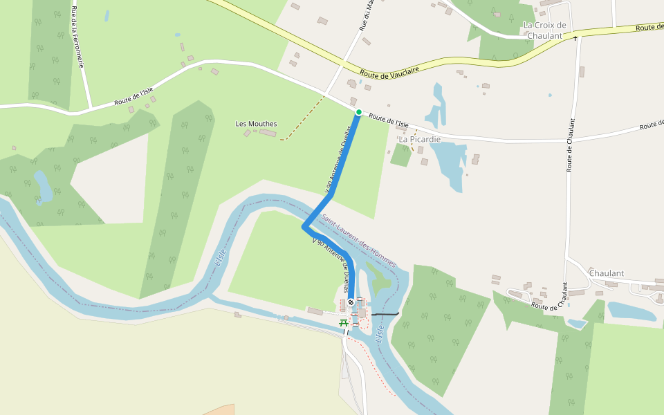 V 90 Antenne de Duellas walking route map in Saint-Laurent-des-Hommes