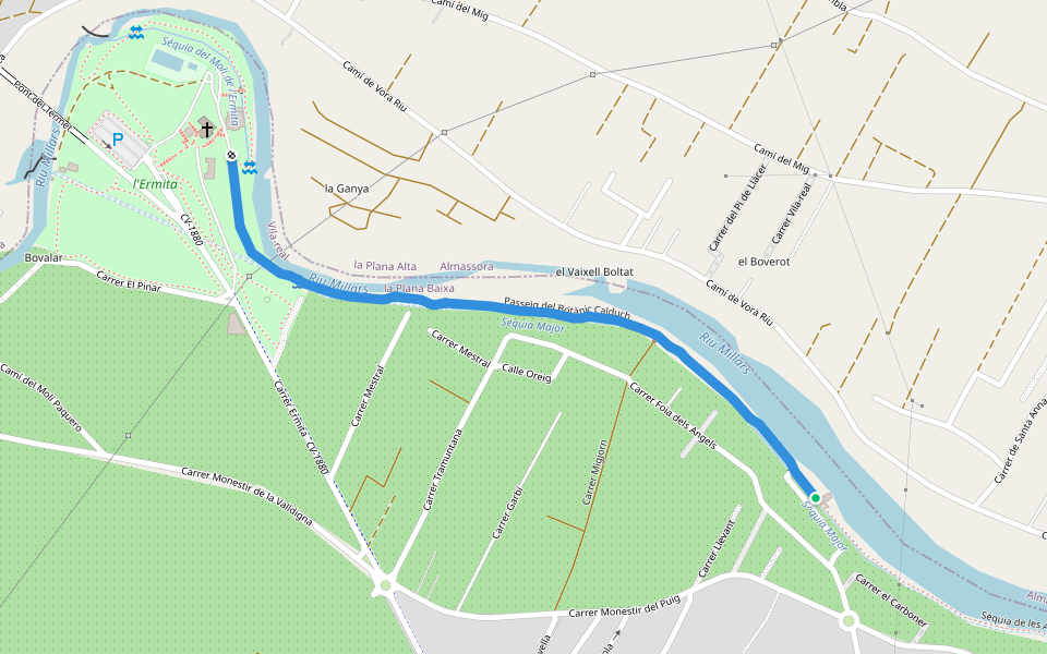 Passeig del Botànic Calduch walking route map in Vila-real