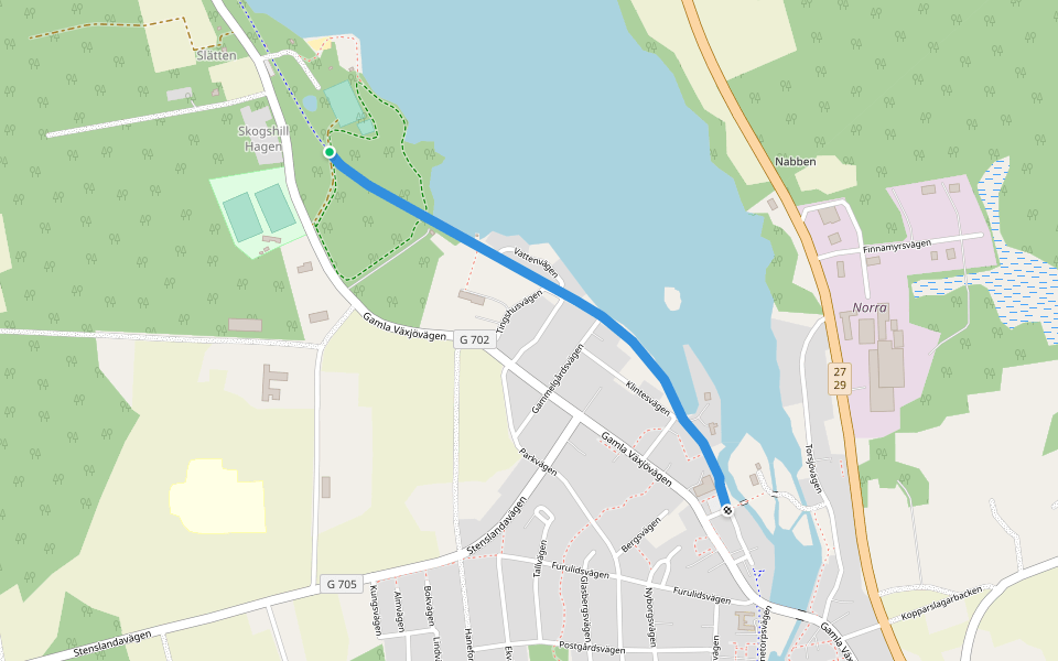 Banvallen walking route map in Ingelstad