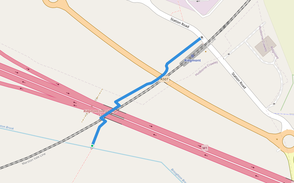 Husborne Crawley Footpath 10 walking route map in Husborne Crawley