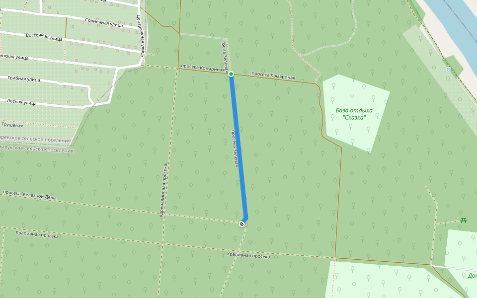 просека Зелёная walking route map in Gubarevo