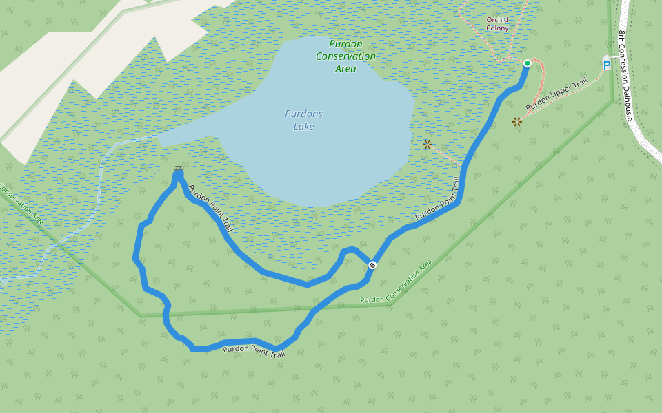 Purdon Point Trail walking route map in McDonalds Corners